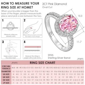 Michooyel 2.0ct Oval Cut Pink Diamond Engagement Ring Sterling Silver Cubic Zirconia Halo Women's Ring Promise Ring