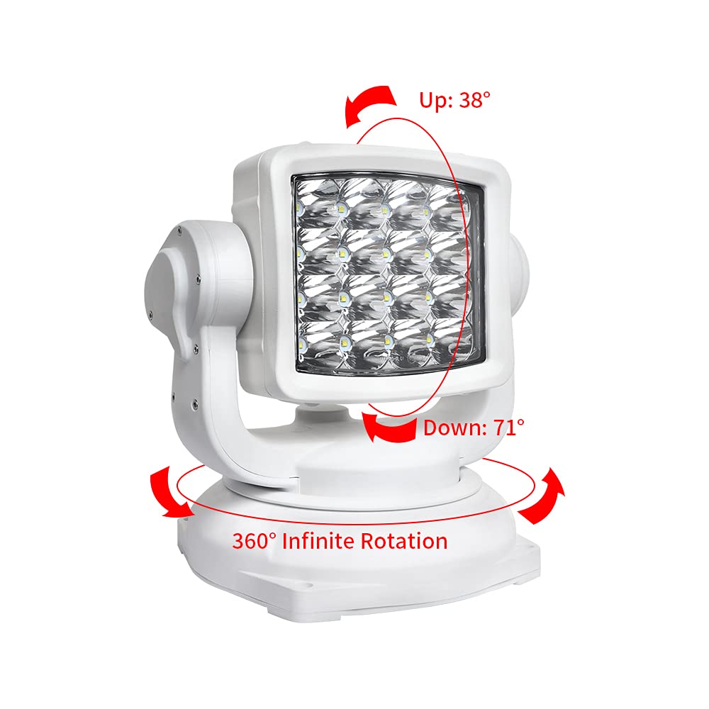 EXZEIT 80W Led Searchlight for Boat Marine, 8000Lumens Spotlight with Wireless Remote, Magnetic Base, Cigarette Lighter Cable, Great for Rescue Restoration Offroad Lighting