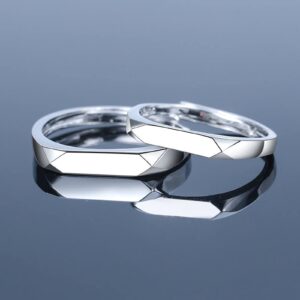 UMIERUI Promise Rings for Couples 925 Sterling Silver Couple Rings Set Engagement Wedding Ring Band Adjustable Couple Ring