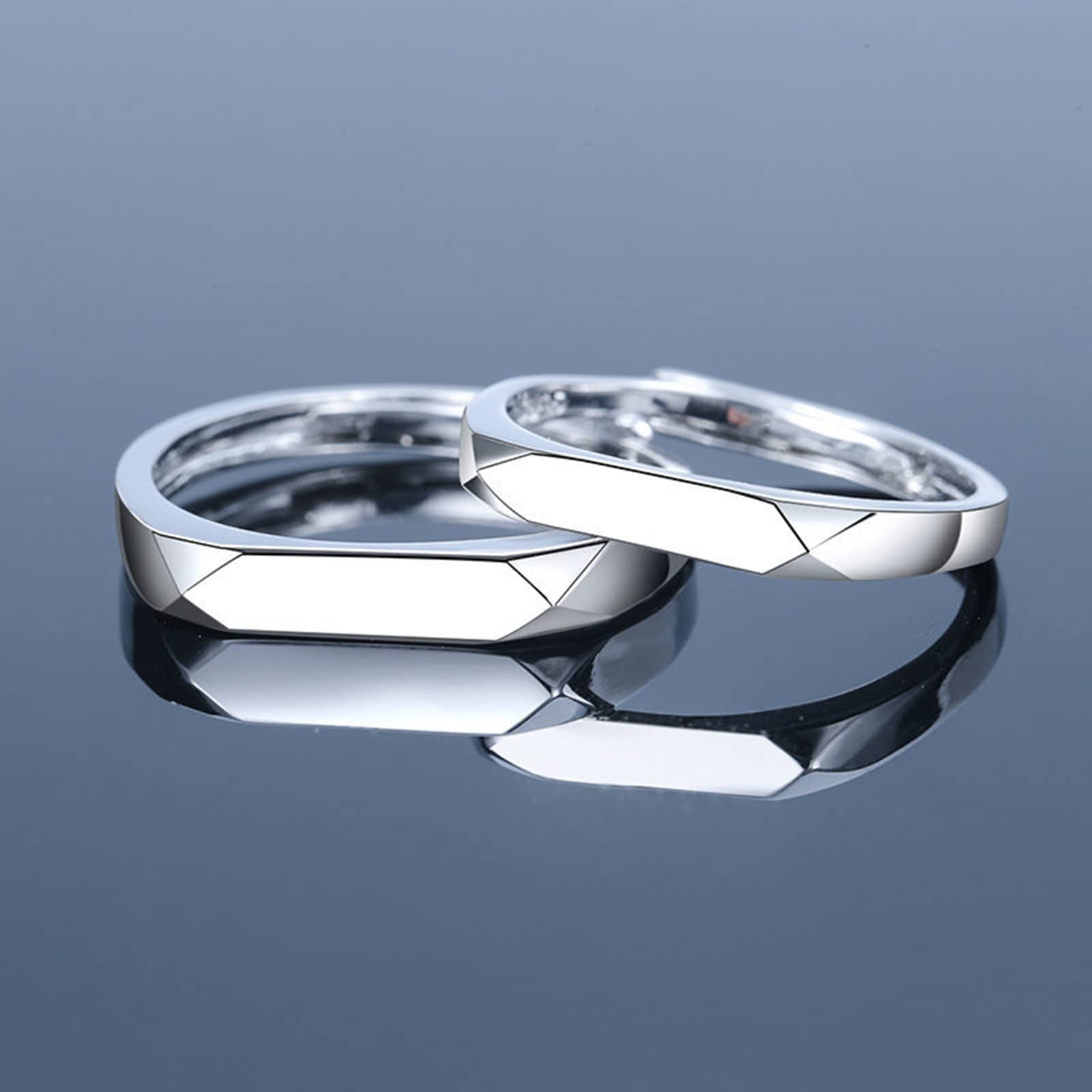 UMIERUI Promise Rings for Couples 925 Sterling Silver Couple Rings Set Engagement Wedding Ring Band Adjustable Couple Ring