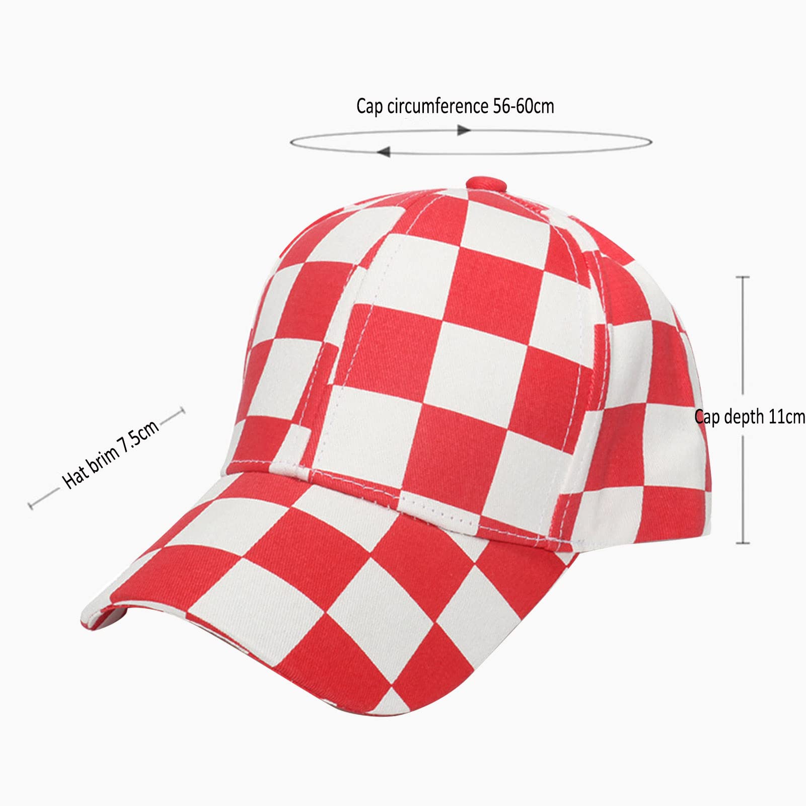 HAOOIE Unisex Checkered Print Baseball Cap Cotton Retro Dad Hat for Men Women Outdoor Sun Hats (Black and White)