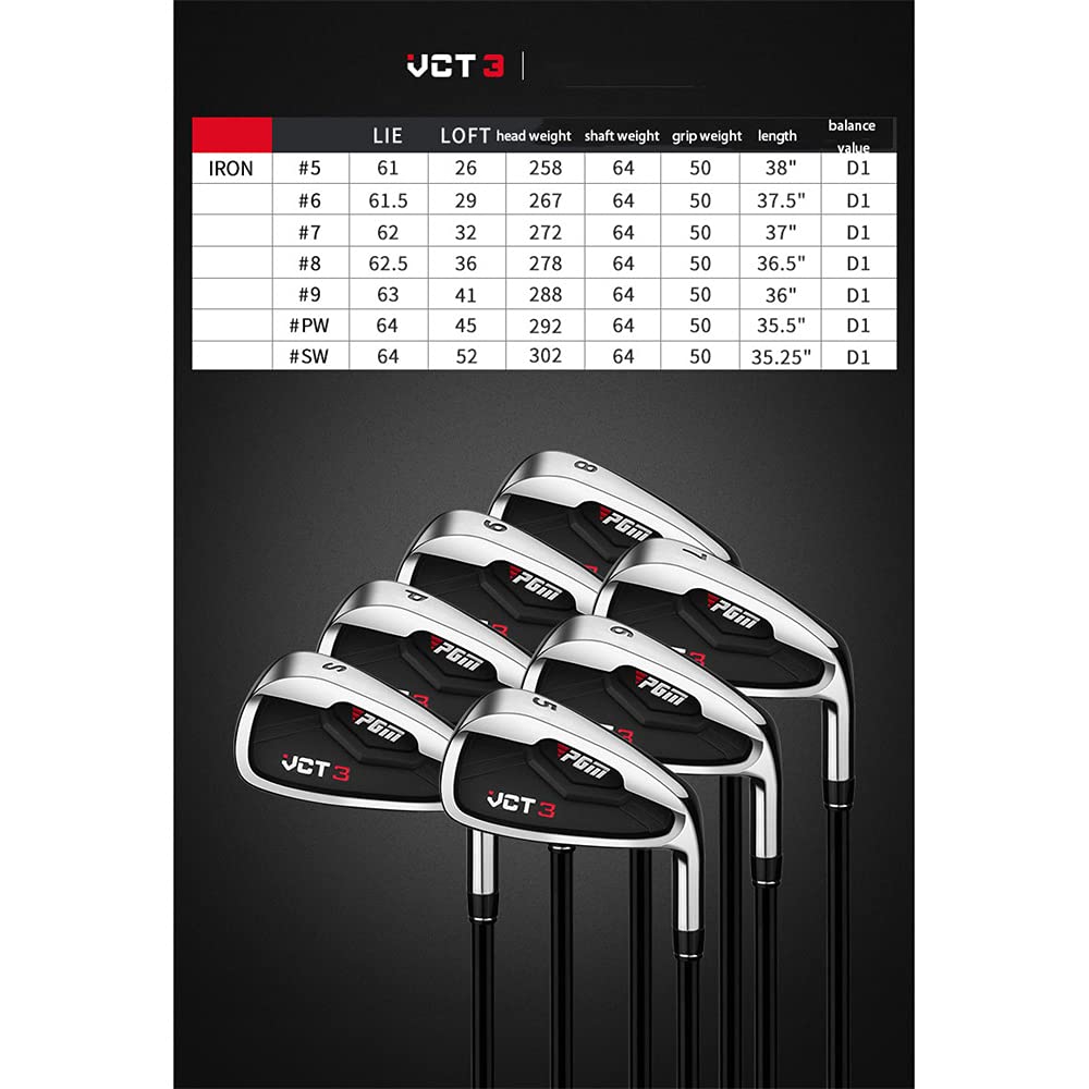 Golf Clubs Iron Mens Golf VCT3#5/6/7/8/9/P/S Right Handed Professional Pole Stainless Steel/Carbon Shaft Women Golf Putter Club (7-Carton Shaft)