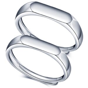 UMIERUI Promise Rings for Couples 925 Sterling Silver Couple Rings Set Engagement Wedding Ring Band Adjustable Couple Ring