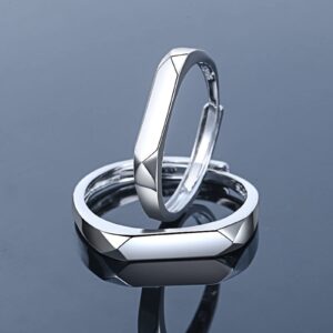 UMIERUI Promise Rings for Couples 925 Sterling Silver Couple Rings Set Engagement Wedding Ring Band Adjustable Couple Ring