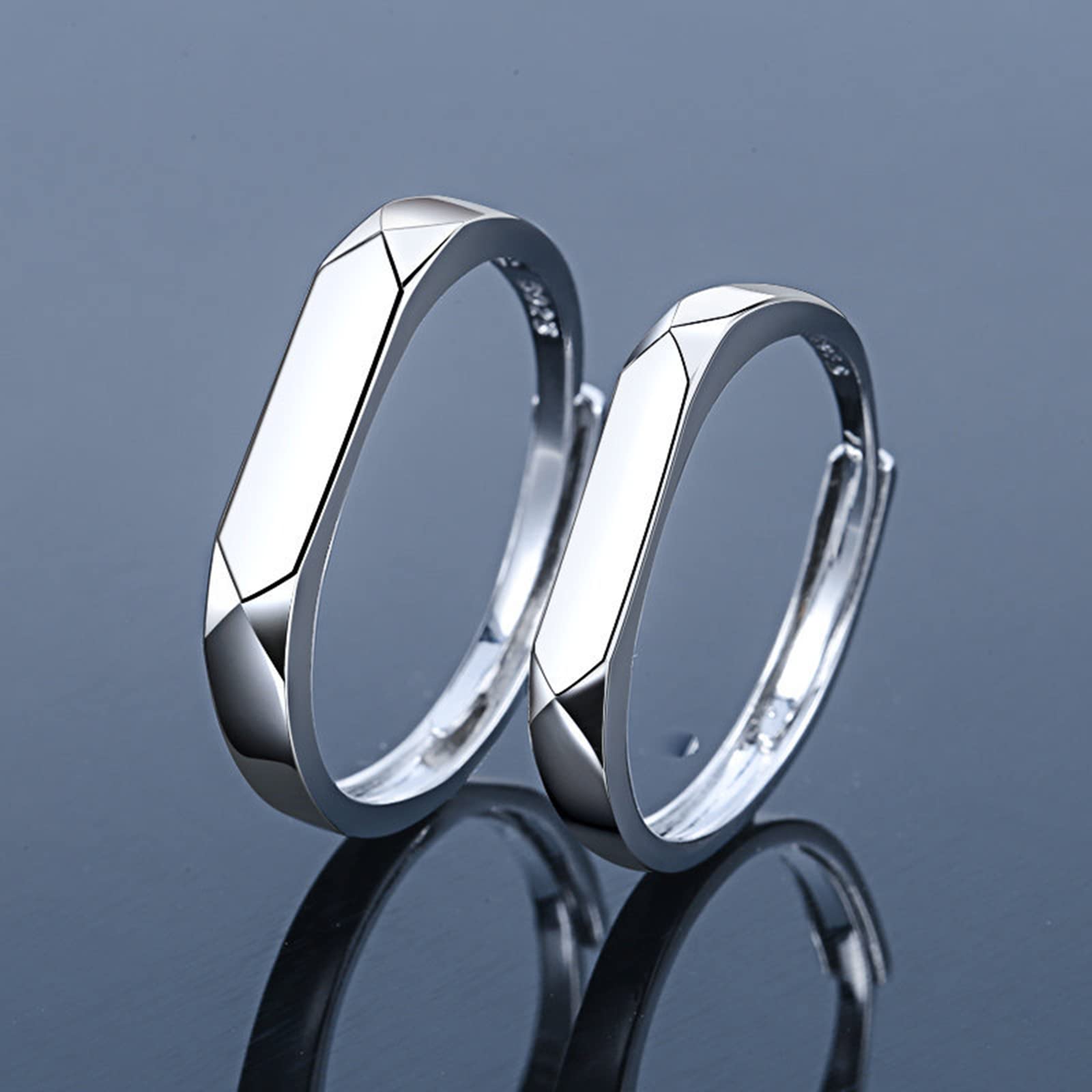 UMIERUI Promise Rings for Couples 925 Sterling Silver Couple Rings Set Engagement Wedding Ring Band Adjustable Couple Ring