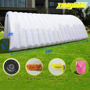 xmaybang Inflatable Tunnel Sports Tunnel Entrance with Blower Football Tunnel Tent Entryway for Business Advertise Party Exhibition Promotion Street,Shop,Supermarket,School(White, 24 x 10 x 8FT)