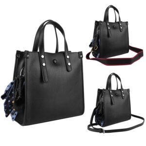 women's leather hand held purse satchel tote bag with charms, dual changeable straps