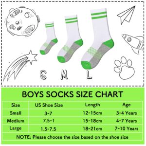 Comfoex Boys Crew Socks Half Cushioned Athletic Socks Cotton Calf Socks For Big Little Kids 6 Pairs