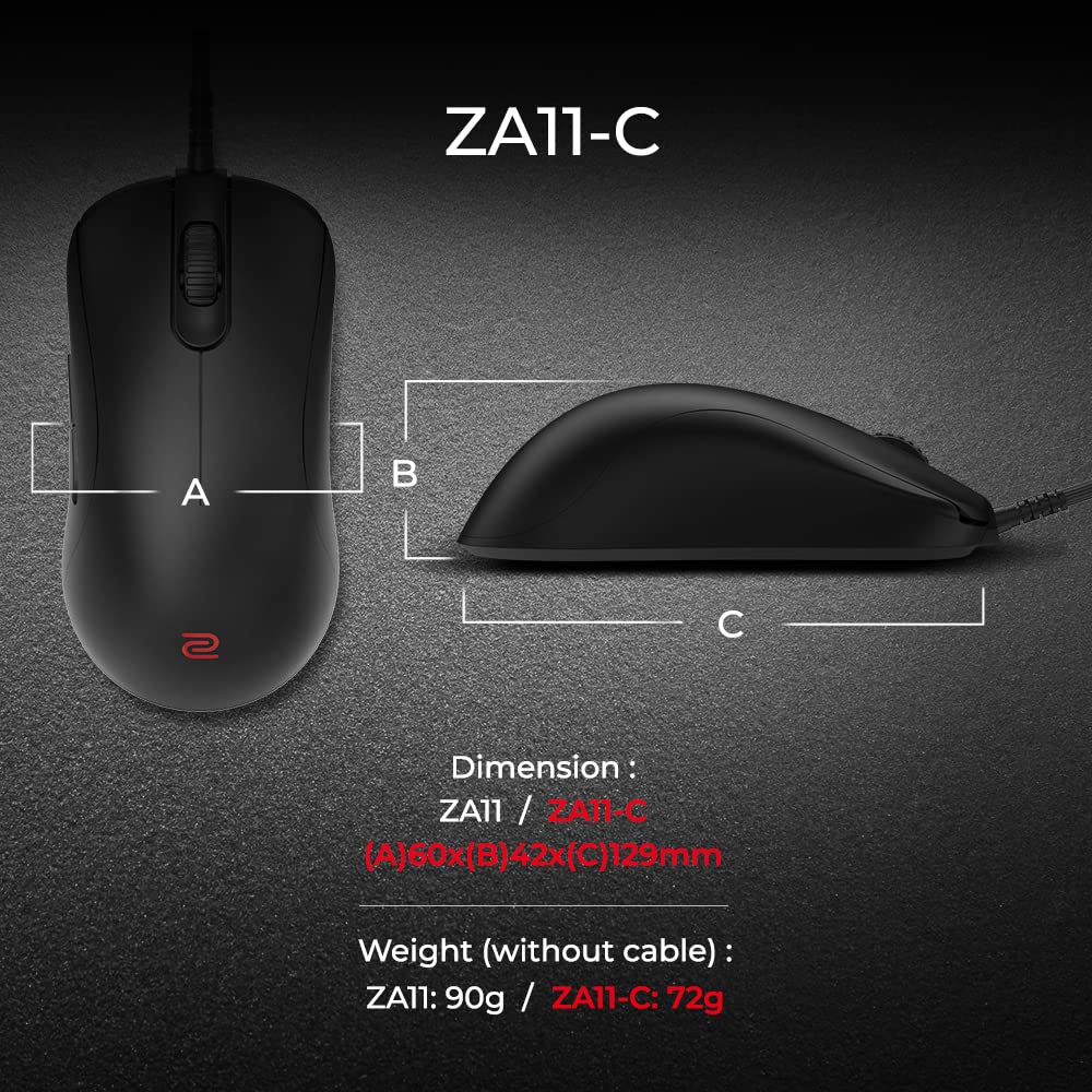 BenQ Zowie ZA11-C Symmetrical Gaming Mouse | Professional Esports Performance | Driverless | Paracord Cable | Revisioned C-Features | Matte Black | Large Size