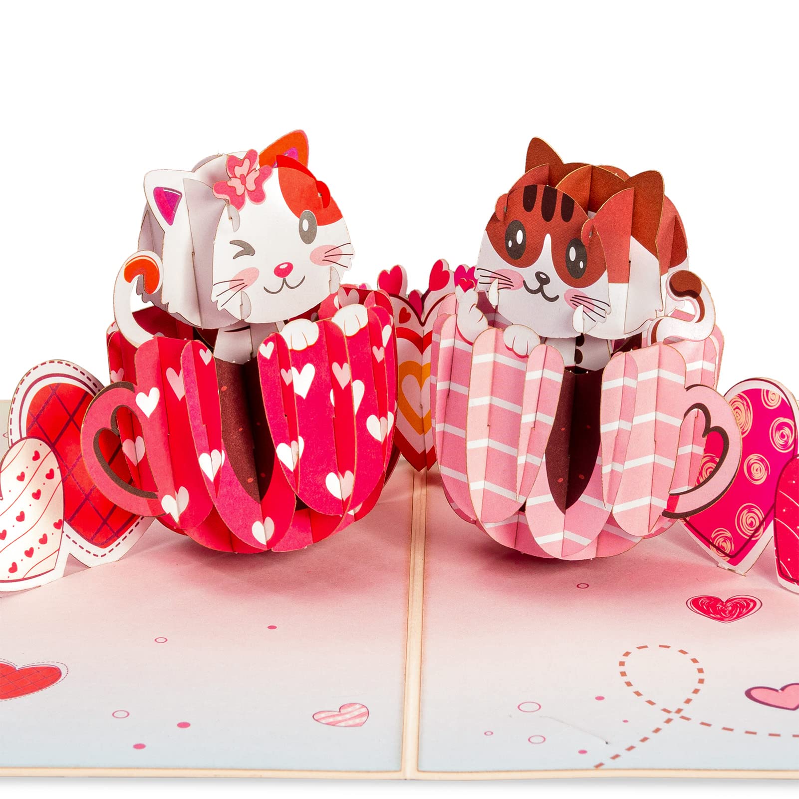 Paper Love 3D Love Cat Mug Pop Up Card - 5" x 7" Cover - Includes Envelope and Note Card