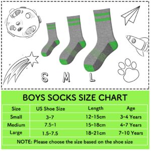 Comfoex Boys Crew Socks Half Cushioned Athletic Socks Cotton Calf Socks For Big Little Kids 6 Pairs