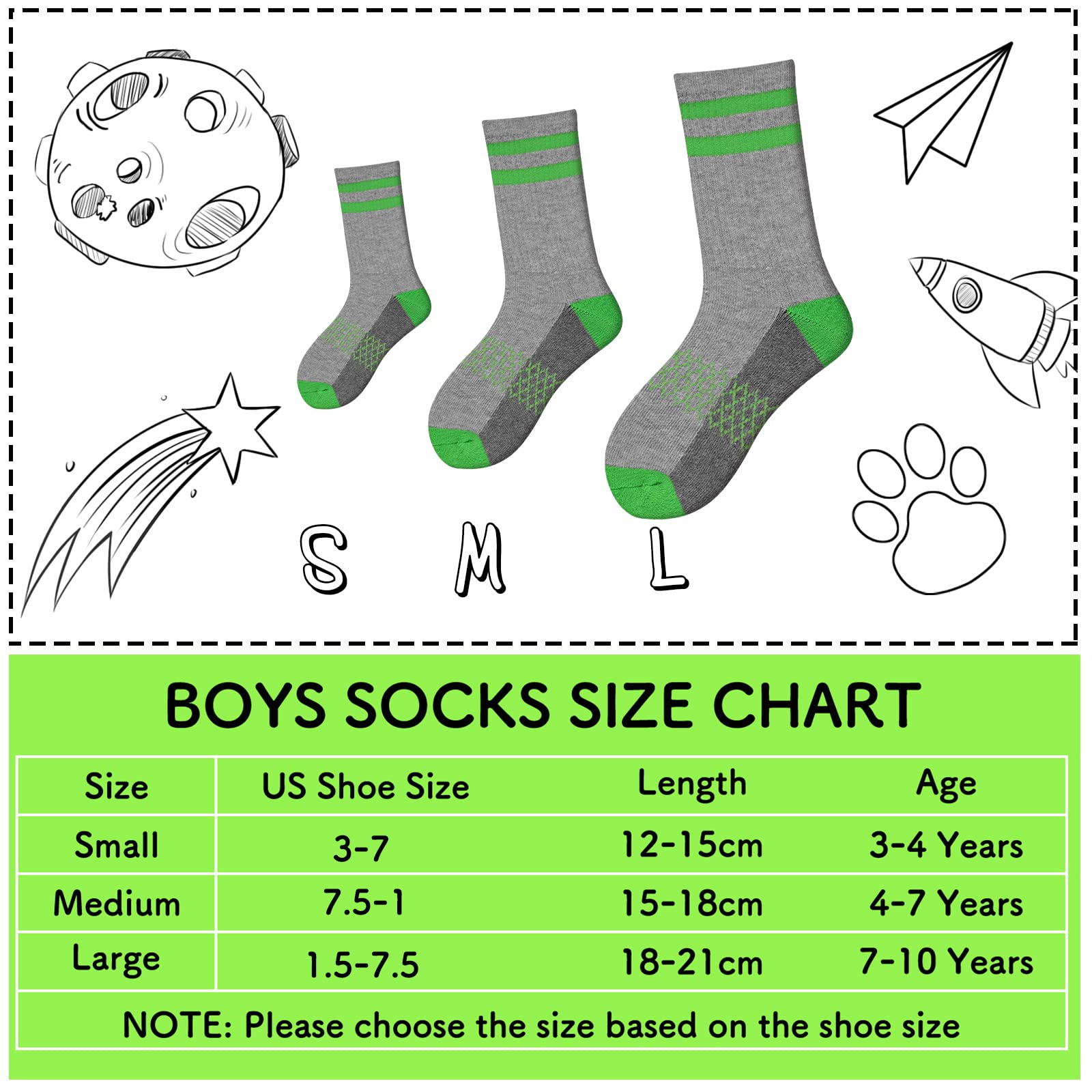 Comfoex Boys Crew Socks Half Cushioned Athletic Socks Cotton Calf Socks For Big Little Kids 6 Pairs