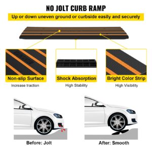 VEVOR Driveway Curb Ramp 2 Pack, 33069 Lbs Capacity Rubber Car Ramp, 2.6" Rise Curb Ramp for Driveway, Loading Dock, Garage, Sidewalk, Car, Truck, Scooter