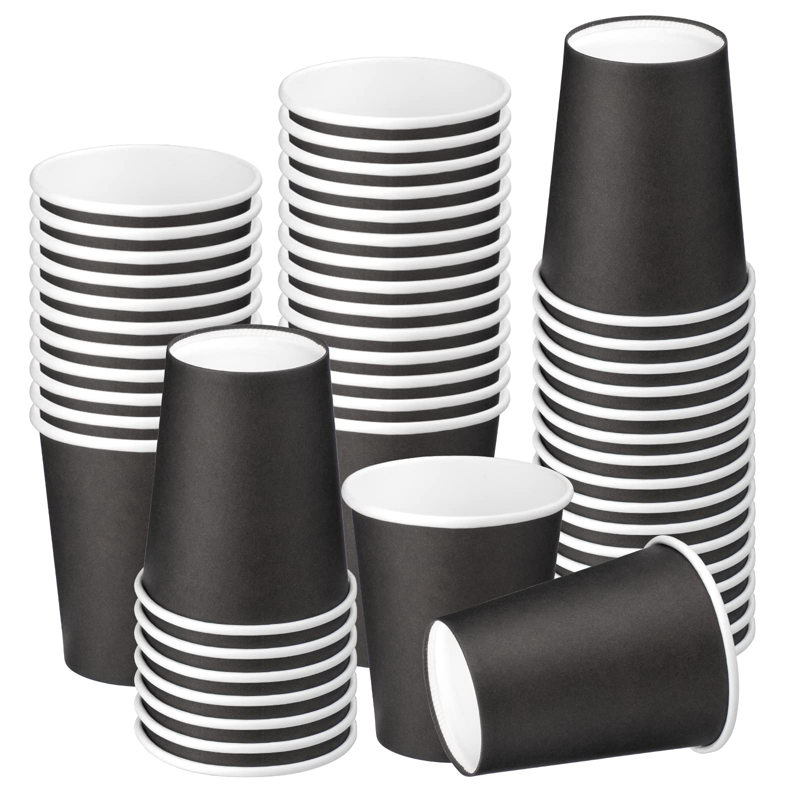 Nitlak 50 Pack 8 oz Black Disposable Paper Coffee Cups, Hot Cup Coffee Cups, Paper Tea Cup, Party Beverage Cups, Hot/Cold Beverage Drinking Cup for Office, Party, Restaurant, Home.