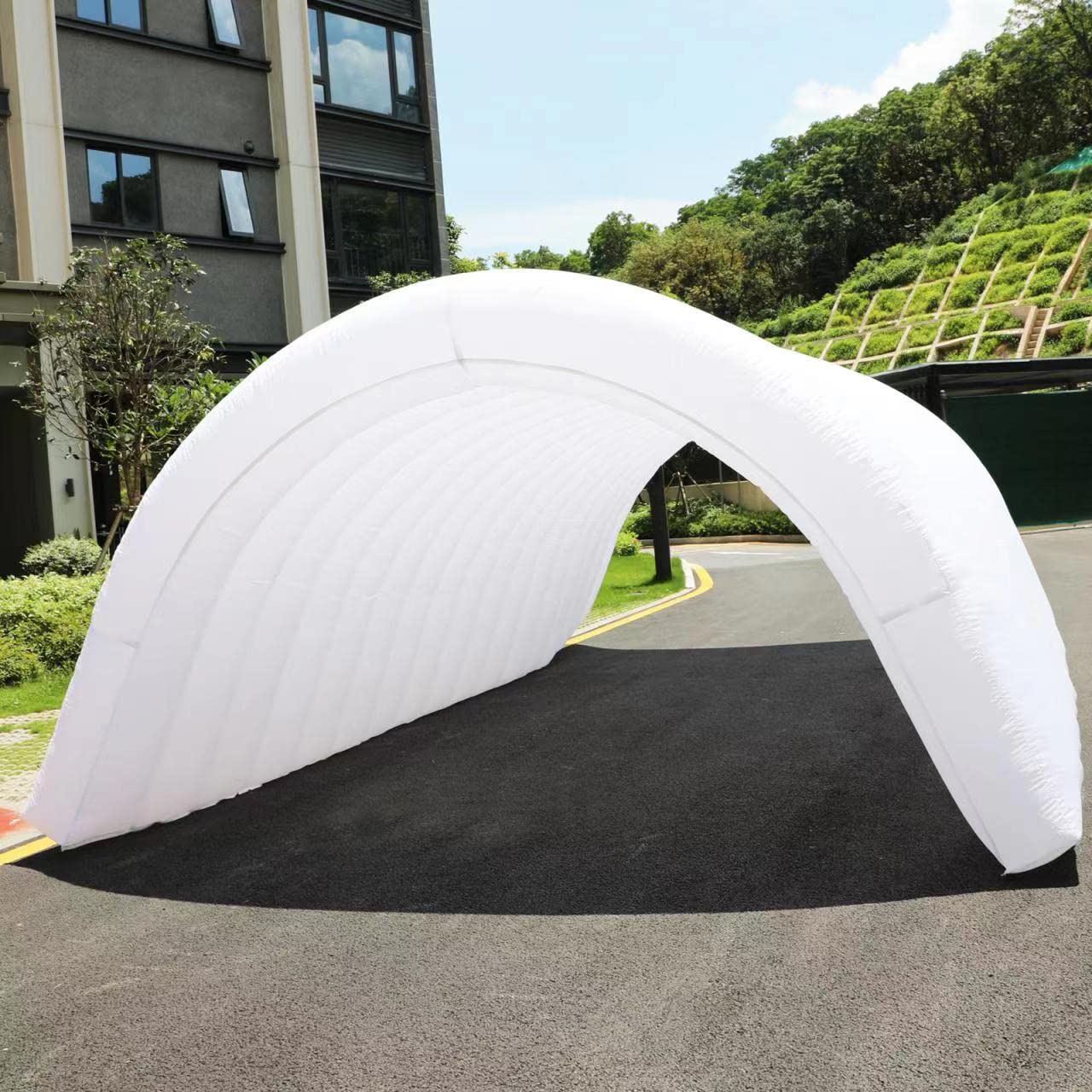 xmaybang Inflatable Tunnel Sports Tunnel Entrance with Blower Football Tunnel Tent Entryway for Business Advertise Party Exhibition Promotion Street,Shop,Supermarket,School(White, 24 x 10 x 8FT)