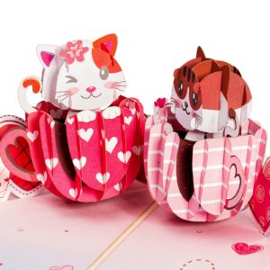 Paper Love 3D Love Cat Mug Pop Up Card - 5" x 7" Cover - Includes Envelope and Note Card