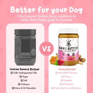 PAW POWER Dawg Butter, All Natural Peanut Butter Dog Treats, Dog Peanut Butter for Puppies & Senior Dogs, Delicious Peanut Dog Treat Paste, Non-GMO Dog Birthday Treats, No Xylitol (Cranberry)