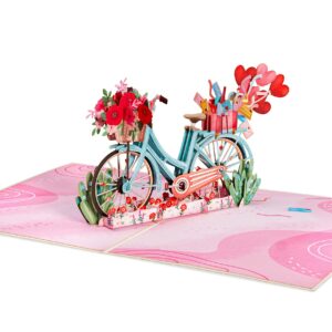 Paper Love 3D Bicycle Pop Up Card, Love Bike, For Valentines Day, Mothers Day, Adults or Kids, All Occasions - 5" x 7" Cover - Includes Envelope and Note Tag