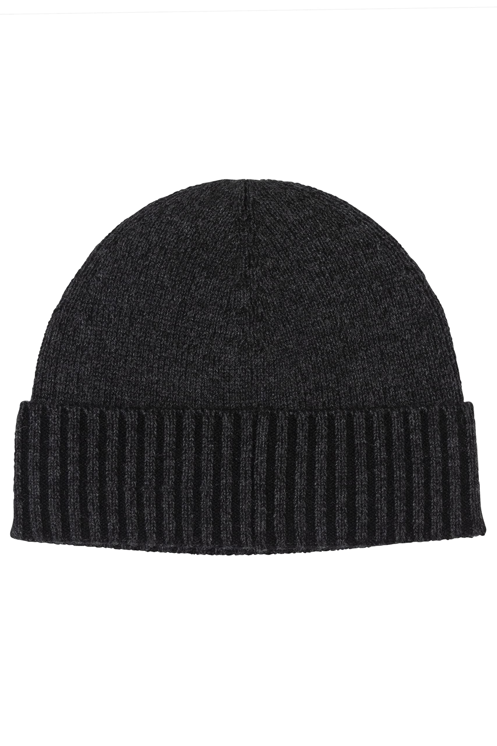 Bruno Magli 100% Italian Cashmere Hat for Men – Men’s Knit Winter Beanie, Heathered Rib Charcoal with Black