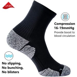 CWVLC Compression Athletic Unisex Quarter Socks Cushioned, 4-Pairs Black, L