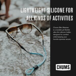 Chums Slim Retainer - Adjustable Thin Silicone Unisex Eyewear Keeper (Aqua/Black/Marine Blue)