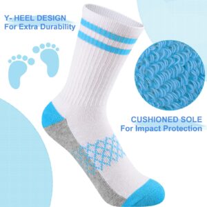 Comfoex Boys Crew Socks Half Cushioned Athletic Socks Cotton Calf Socks For Big Little Kids 6 Pairs