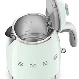 SMEG Mini 50's Retro Style 3 Cup Electric Kettle with Double Wall Anti Slip Base and Water Level Indicator (Pastel Green)