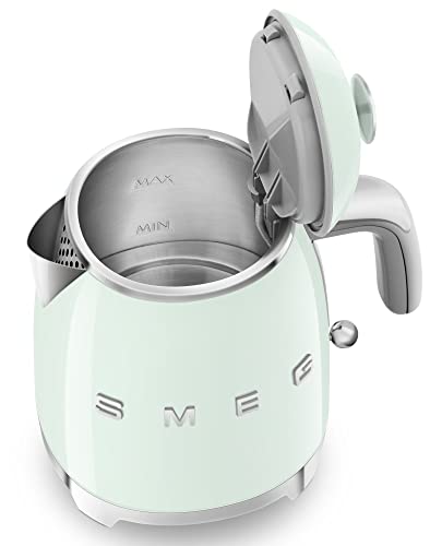 SMEG Mini 50's Retro Style 3 Cup Electric Kettle with Double Wall Anti Slip Base and Water Level Indicator (Pastel Green)