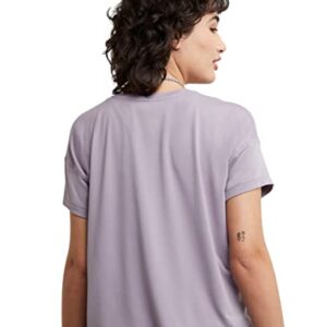 Champion T-Shirt, Soft Touch, Moisture Wicking, Anti Odor, Lightweight Tee for Women, Smoked Lilac C Logo, Large