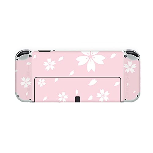 Switch OLED Latest Model Full Body Skin Sticker, Mytrix NS OLED Console Decal Sticker Wrap Cover, Compatible with Switch OLED Faceplate Dock Protective Film Sticker Set - Sakura