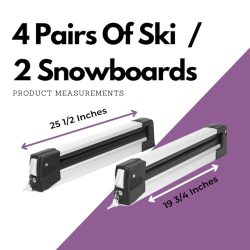 Erkul 25" Ski Rack for Car Roof - Universal Ski & Snowboard Car Racks with Anti-Theft Lock and Extension with Sliding Rail | Carry up to 4 Pairs of Skis or 2 Snowboards