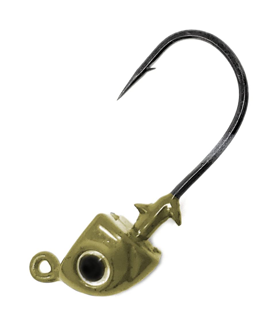 Reaction Tackle Tungsten Swimbait Jig Heads - 3D Realistic Eyes Attract Bass and More- Swim Bait Jig Head for use with Freshwater or Saltwater Fishing (5-Pack) - 1/4oz - Green Pump