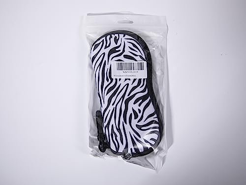 MoKo Sunglasses Soft Case Ultra Light Neoprene Zipper Eyeglass Case with Clip, Zebra