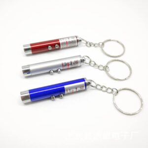 3PCS Mini Cat Toys Laser Pointer Pen Keychain Flashlight Funny Dog Stick Pet Lamp White Light LED Infrared Button Electronics Included (3 PCS Pack, Silver Gray)