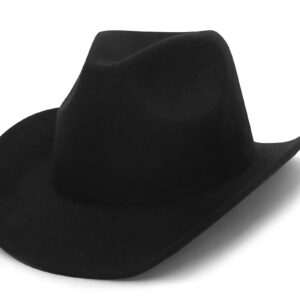 Wool Cowboy Cowgirl Hat for Men Women Classic Roll Up Brim Fedora Western Black