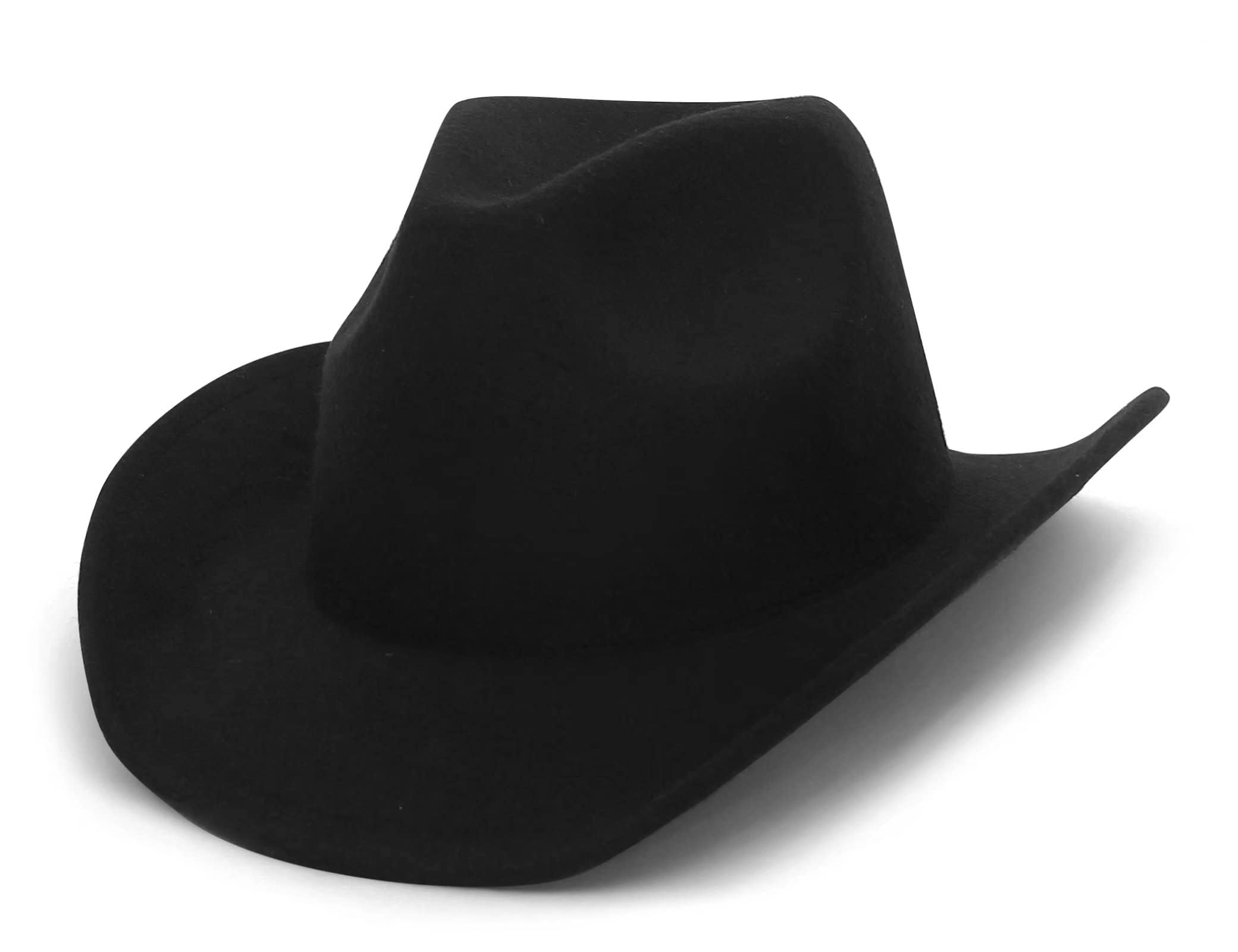 Wool Cowboy Cowgirl Hat for Men Women Classic Roll Up Brim Fedora Western Black