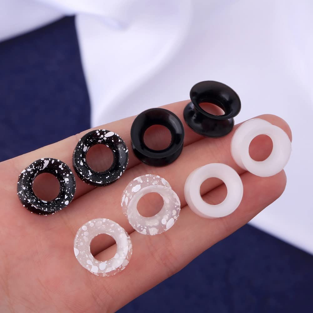 OUFER 8PCS Silicone Ear Gauges Flexible Ear Tunnels Plugs Stretchers Expander Double Flared Flesh Ear Piercing Jewelry for Women Men