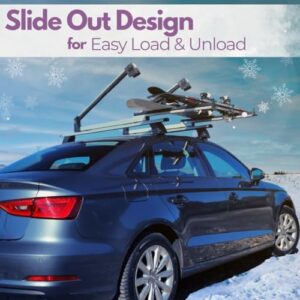 Erkul 25" Ski Rack for Car Roof - Universal Ski & Snowboard Car Racks with Anti-Theft Lock and Extension with Sliding Rail | Carry up to 4 Pairs of Skis or 2 Snowboards