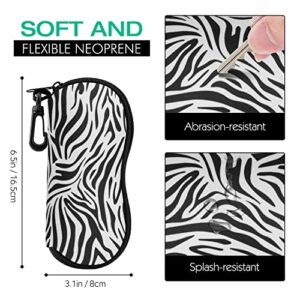 MoKo Sunglasses Soft Case Ultra Light Neoprene Zipper Eyeglass Case with Clip, Zebra