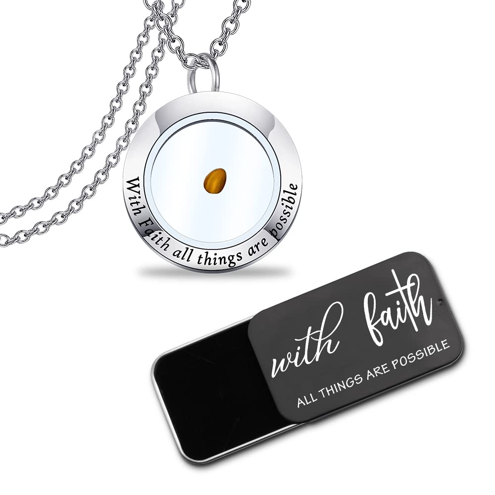 ENSIANTH Faith Jewelry Mustard Seed Necklace for Women with Faith All Things are Possible (BFaith NE)