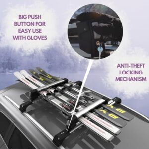 Erkul 25" Ski Rack for Car Roof - Universal Ski & Snowboard Car Racks with Anti-Theft Lock and Extension with Sliding Rail | Carry up to 4 Pairs of Skis or 2 Snowboards