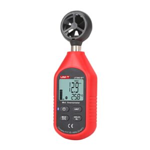 UNI-T Digital Anemometer UT363BT Handheld Wind Speed Meter Wind Chill Air Temperature Gauge -14° ~122°F /-10°C~50°C for HVAC Shooting Drone with LCD Backlit Max/Avg Data Hold