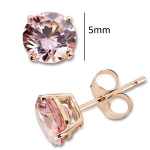 KOKAV 14K Rose Gold Genuine Morganite 5mm Round Studs Earrings