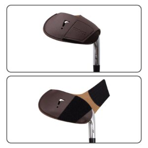 GOCHSS I Golf Iron Headcovers 10pcs PU Fit Both Right-Handed Clubs Golf Club Protector for Titleist Callaway Ping Taylormade Fit More Brands Golf Iron. (Brown)