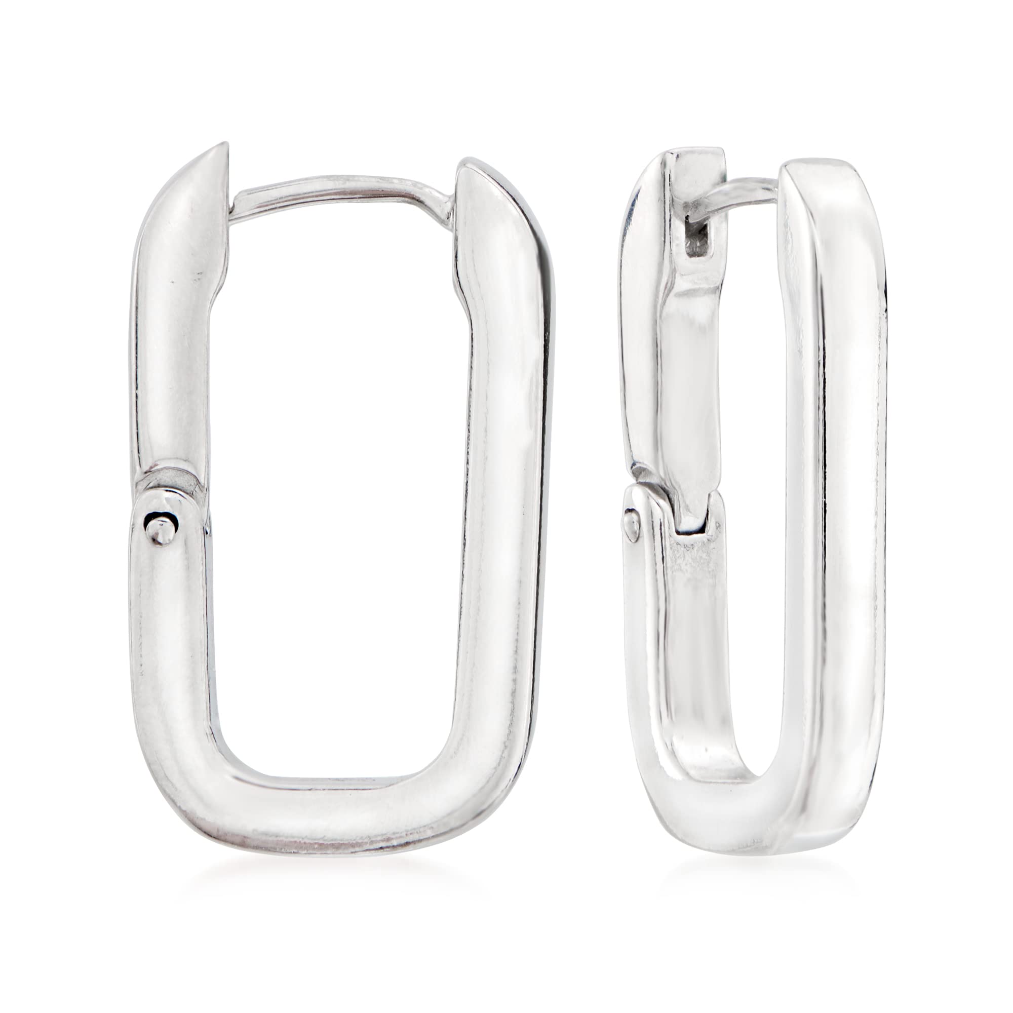 Ross-Simons Italian Sterling Silver Paper Clip Link Hoop Drop Earrings