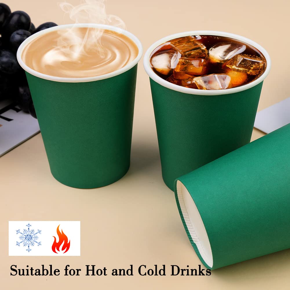 Fedmut Disposable Paper Cups Green Paper Cups 8oz 50 Pack, Hot Paper Cups,Paper Drinking Cups Ideal for Home,Picnic