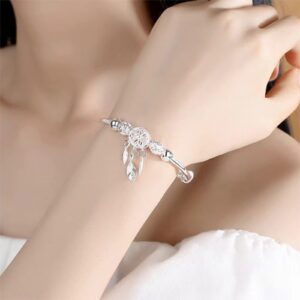 yijan Dreamcatcher Bracelet,S925 Sterling Silver Fashion Elegant Dream Catcher,Adjustable Tassel Feather Charm Bracelet Bangle,Fashion Elegant Jewelry Accessories for Women/Mum/Wife/Girlfriend