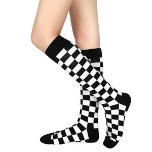 benefeet sox womens girls knee high socks novelty argyle checkered patterned football cotton long tube socks