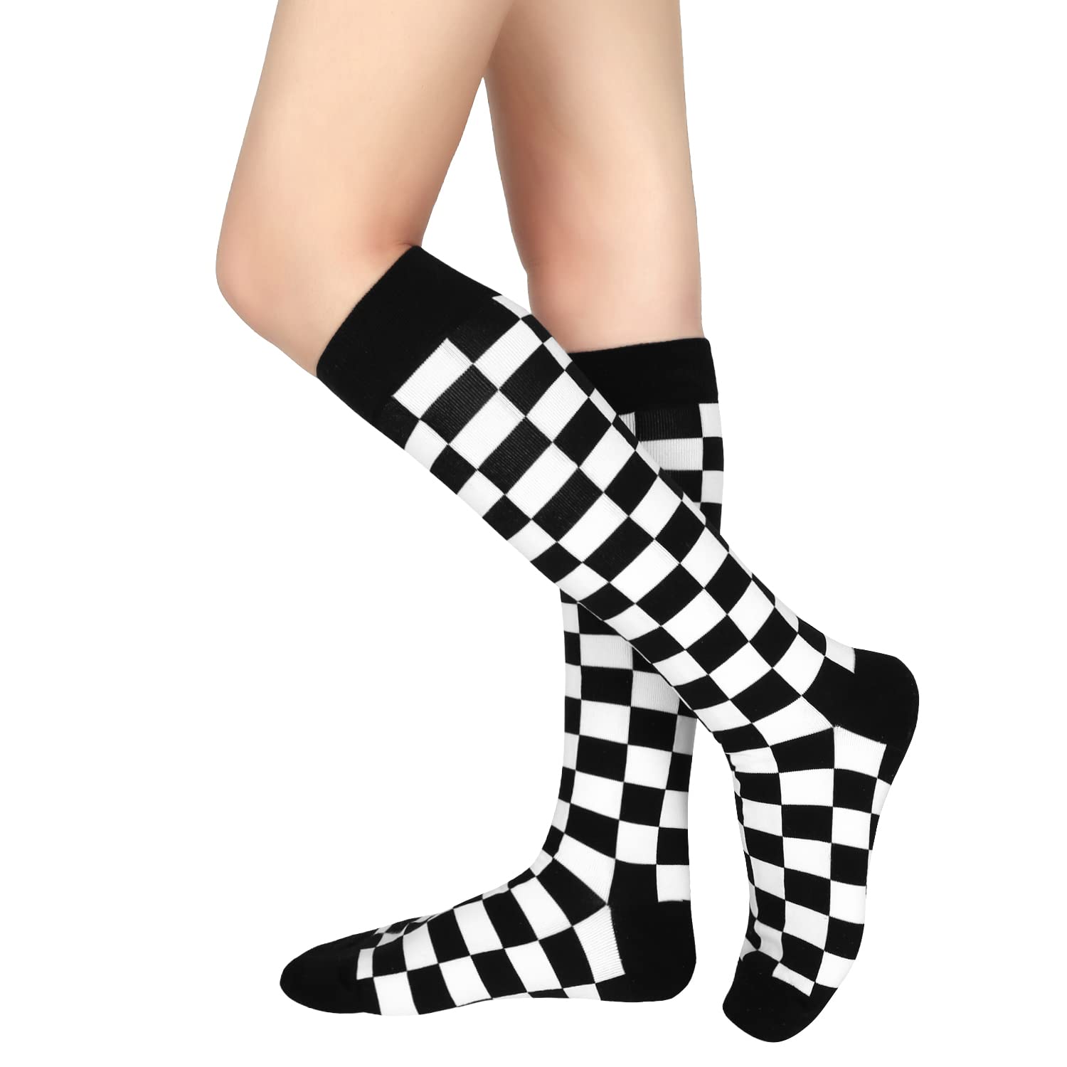 Benefeet Sox Womens Girls Knee High Socks Novelty Argyle Checkered Patterned Football Cotton Long Tube Socks