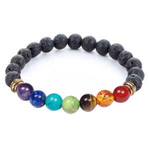 Men Women Stone Beads Stretch Strand Bracelets Healing Therapy Bracelets Gift, Black